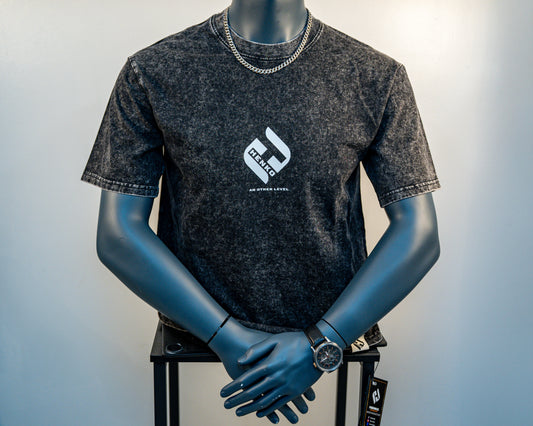 HENKO's black acid wash t shirt 100% cotton Semi-oversize.